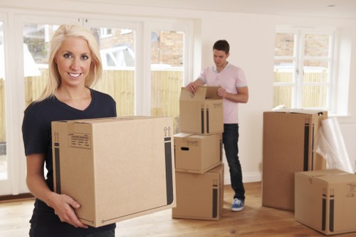 Packed moving boxes prepared for house removals in Belvedere